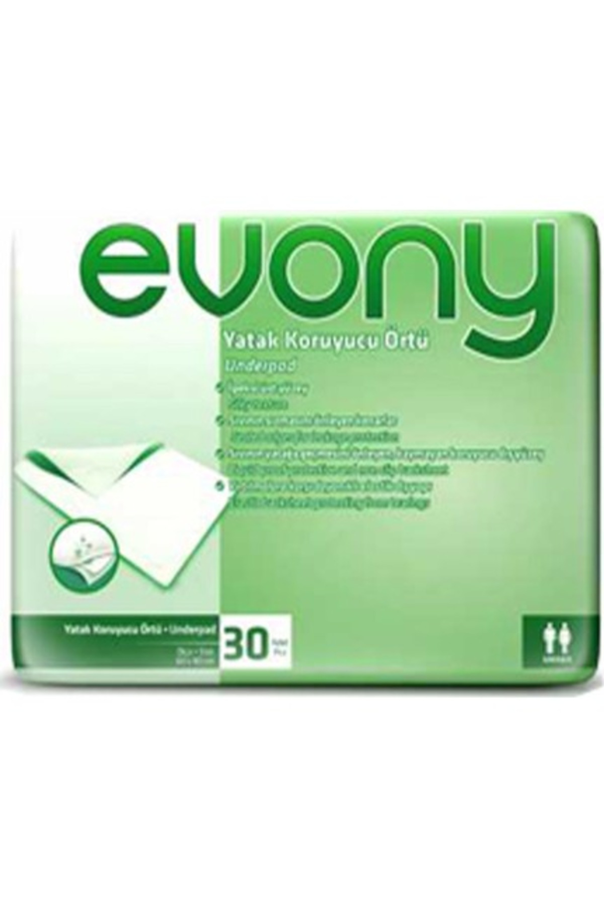 EVONY YATAK KORUYUCU ÖRTÜ 30 ADET HASTA ALT AÇMA BEZİ HASTA BEZİ