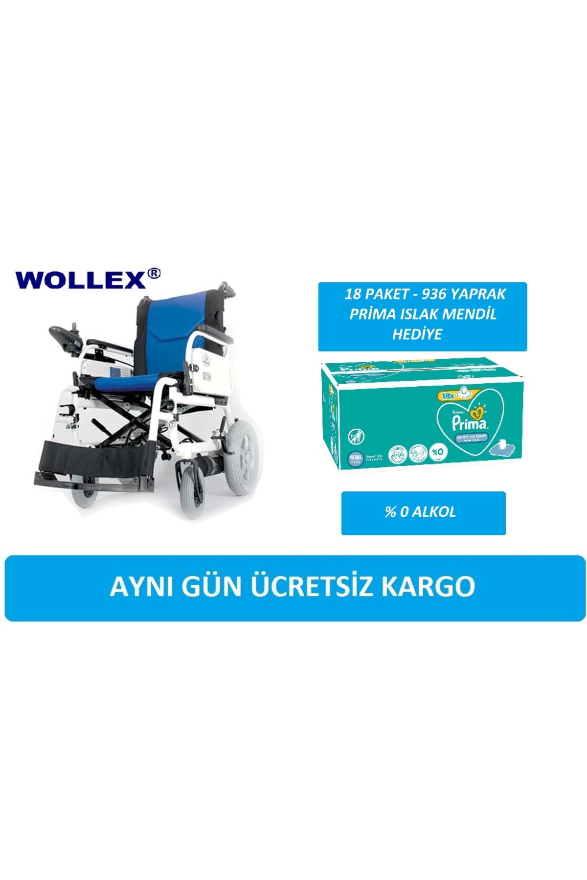 Wollex WG P110 Akülü Tekerlekli Sandalye Engelli Hasta Sandalyesi