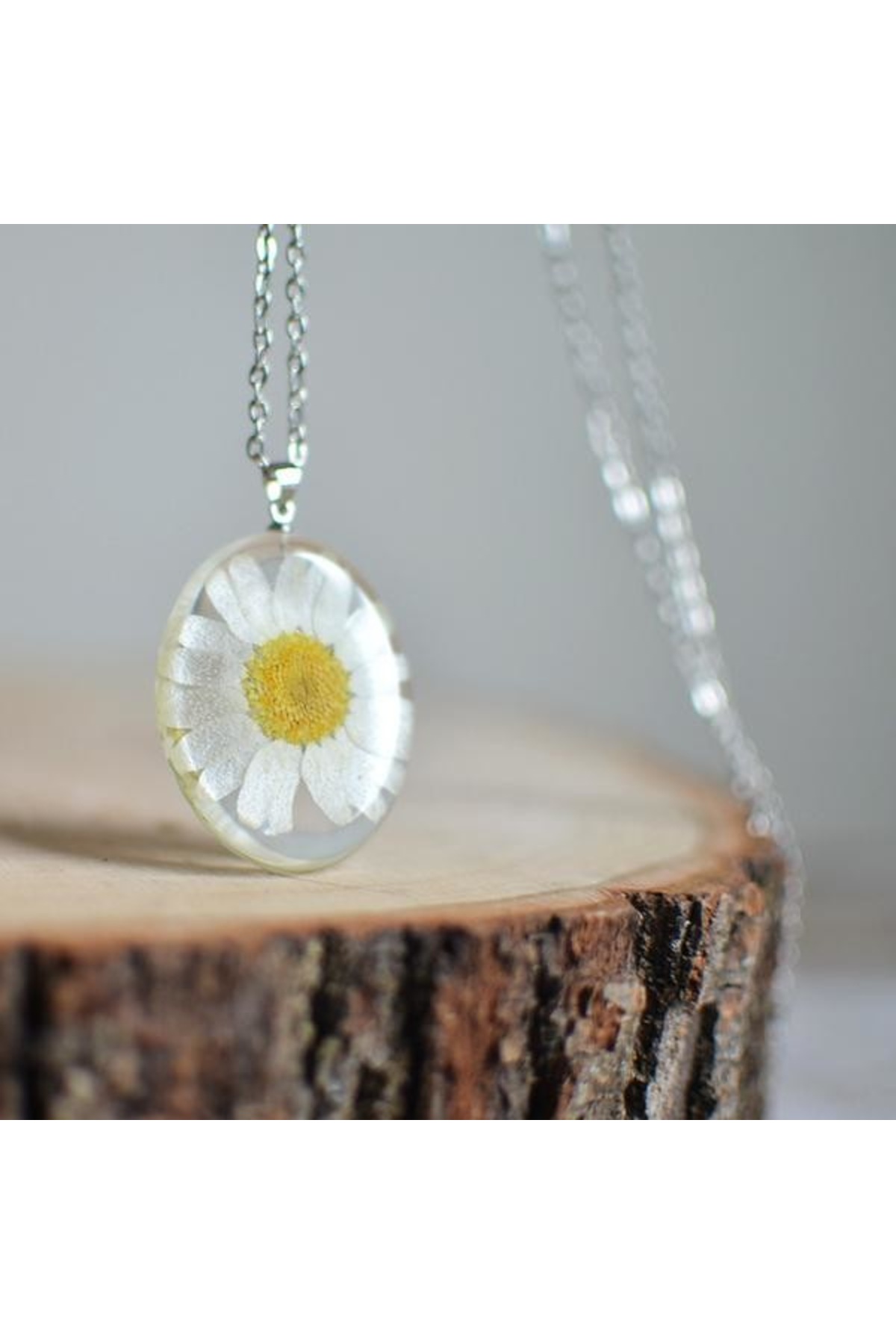 ÇİÇEK ÇOCUK KOLYE CAM REÇİNE İÇİNDE DOĞAL CANLI