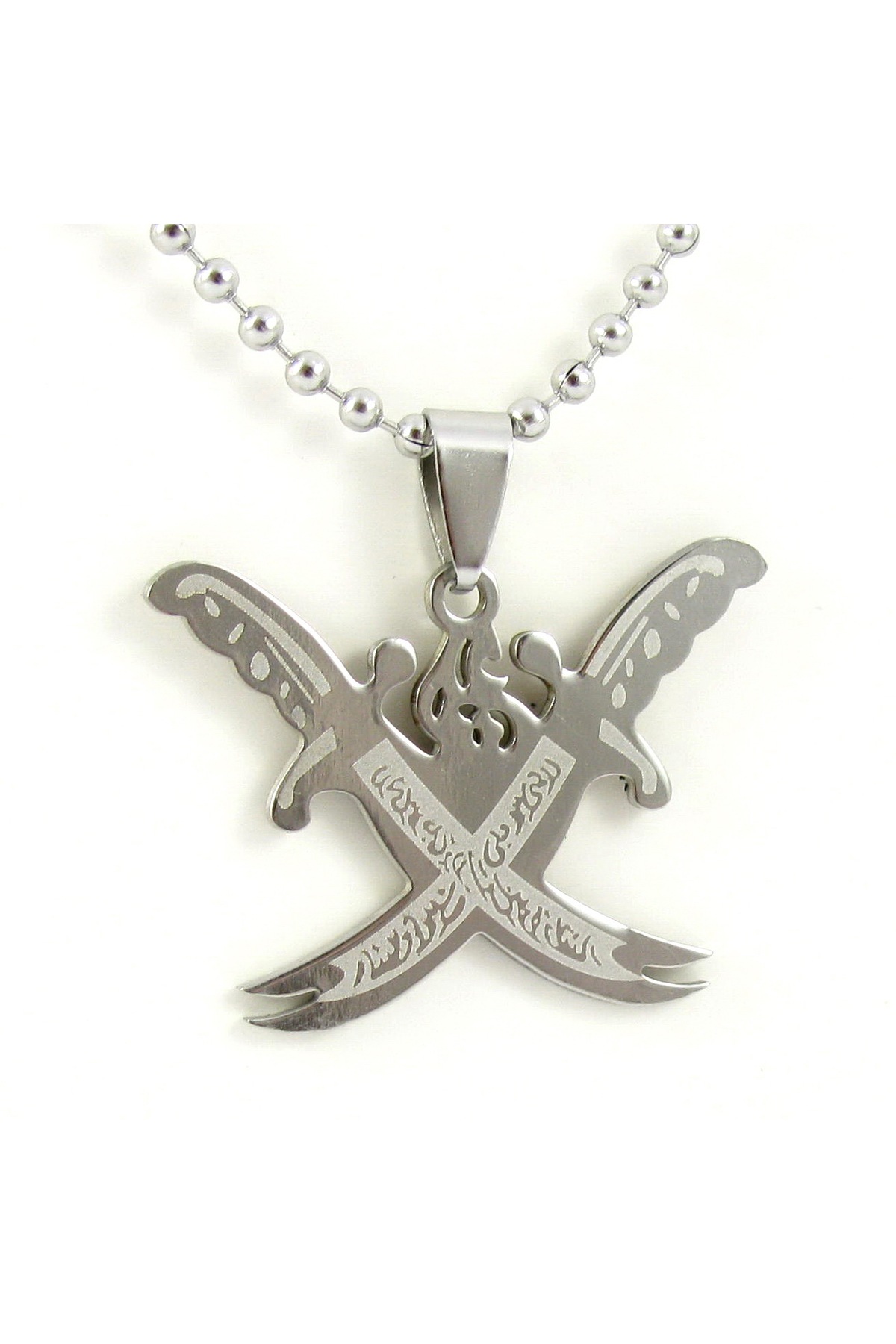 eXtore ZÜLFİKAR ÇİFT KILIÇ ÇELİK KOLYE ZİNCİR Hz ALİ