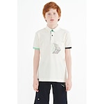 Tommy Life Ekru Ön Cep Detaylı Baskılı Standart Kalıp Polo Yaka Erkek Çocuk T-shirt - 11102 Ekru