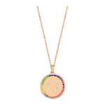 Brezza Lusso Jewelry Harf Kolye Renkli Zirkon Taşlı O Harfi Kadın Gümüş Kolye 45 CM