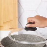 Karaca Granit Ve Çelik 18 Cm Pyrex Cam Kapak Ve Kulpla Beraber