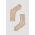 Fırfır Detaylı Jakarlı Açık Kahverengi Soket Çorap