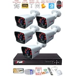 Fury 5 Kameralı 2mp Full Hd Görüntü 6 Atom Led Gece Görüşlü Dış Mekan Güvenlik Kamerası Seti 500gb