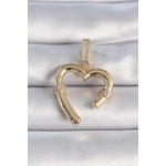 Gold Renk Zirkon Taş Detaylı Kalp Figür Ajda Charm - Ebj241109w28985