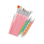 Ecoform Nail Art Tırnak Süsleme Desen Fırça + Dot Kalem Seti Pembe 20'li
