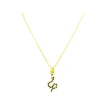 Brezza Lusso Jewelry 925 Ayar Gümüş Altın Kaplama Taşlı Yılan Kadın Kolye 45 CM Siyah