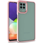 Samsung Galaxy M32 Kılıf Renkli Kenar Arkası Şeffaf Flora Silikon Kılıf
