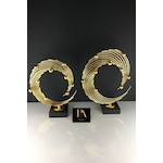 Gold 2'li Ofis Metal Aksesuar Biblo Ev Salon Dekorasyon Obje