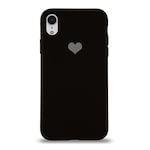 iPhone Uyumlu XR Kılıf Kalp Logolu Altı Kapalı İçi Kadife Lansman Silikon Kapak - Siyah