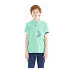 Tommy Life Su Yeşili Ön Cep Detaylı Baskılı Standart Kalıp Polo Yaka Erkek Çocuk T-shirt - 11102 Su Yeşili