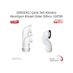 Dirsekli Çelik Telli Körüklü Akordiyon Klozet Gider Sifonu 100 90