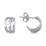 Brezza Lusso Jewelry 925 Ayar Gümüş Dalga Desen Minimal Halka Kadın Küpe