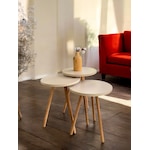 Zigon Sehpa, 3lü Zigon Sehpa, Ahşap Ayaklı Zigon Sehpa, Kahve Masası-6 Cappuccino