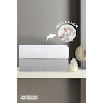 2'li Gri-beyaz Banyo Havlusu - 70x140 Cm, 490 Gr, %100pamuk, Spa Ve Otel Havlusu, Günlük Kullanıma Uygun