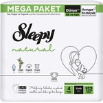 Sleepy Bebek Bezi Natural Beden 4 (7-14Kg) Maxi 152 Adet Mega Paket