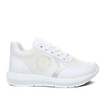 Modalendo Günlük Sneaker Yürüyüş Cilt Simli Beyaz Kadın Ayakkabı