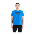 Tommy Life Saks Yazı Desen Baskılı Standart Kalıp O Yaka Erkek T-shirt - 88172 Saks