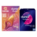 Durex Çoklu Erojen Bölge Uyarıcı + Extreme Geciktiricili Ve Tırtıklı Prezervatif 30'lu