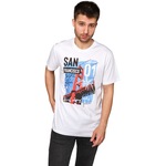 Daksel Beyaz Renk Basic San Francisco Baskılı Erkek T-shirt Dks4487