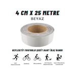 Carub Reflektif Fosforlu Şerit Bant 4 Cm X 25 Metre Beyaz İkaz Bandı Br2405301 1 Adet