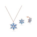 Brezza Lusso Jewelry 925 Ayar Lotus Çiçeği Aquamarin Taşlı Rose Gümüş Kolye Küpe Set 40816220 42 CM 42 CM