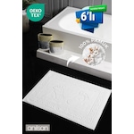 6'lı Greek Ayak Havlusu - 50x70 Cm, 245 Gr, %100 Pamuk, Spa Ve Otel Banyo Paspası, Günlük Kullanıma Beyaz