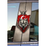Ayyıldız Türk Kurt Sticker Yan Kapı Direk Kaplama 2li Sol Sağ Takım Yapıştırma