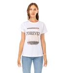 Vıshenka Kadın Beyaz Compact Penye Forever Yazı Baskılı T-Shirt
