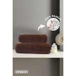 2'li Kahverengi Havlu Seti %100 Pamuk - 1 Adet El Havlusu 50x90 Ve 1 Adet Banyo Havlusu 70x140