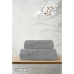 2'li Gri Greek Havlu Seti %100 Pamuk- 1 Adet El Havlusu 50x90 Ve 1 Adet Banyo Havlusu 70x140 Gri