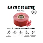 Carub Refleftif Fosforlu Petekli Şerit Bant Emark Belgeli 5.5 Cm X 50 Metre Kırmızı İkaz Bandı Br2406056 1 Adet