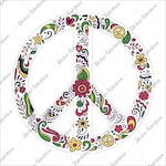 Çiçekli Peace Simge Logo Sticker 00184
