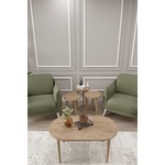 Zigon Ve Orta Sehpa Seti, Salon Seti, Sehpa Seti, Oturma Odası Set Oval-57 Atlantik Çam