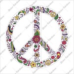 Çiçekli Peace Simge Logo Sticker 00184