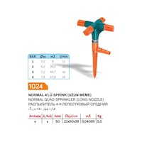 Sayım Plastik-dairesel Dönerli Fıskiye Normal 4’lü Sprink 1 Sayım Plastik-dairesel Dönerli Fıskiye Normal 4’lü Sprink 1