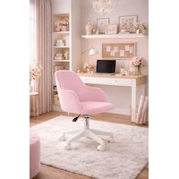 Sude Beyaz Ayaklı Çalışma Koltuğu Tekerlekli Ayarlanabilir Ofis Sandalyesi Baby Face Kumaş Pembe Sude Beyaz Ayaklı Çalışma Koltuğu Tekerlekli Ayarlanabilir Ofis Sandalyesi Baby Face Kumaş Pembe