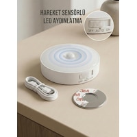 Hareket Sensörlü Yuvarlak Led Aydınlatma & Usb Şarjlı Pratik Gece Lambası 8 Cm Çok Renkli