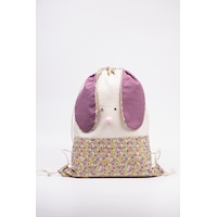 Fabric Craft Bag Çocuk Sırt Çantası Çiçek Desenli Figürlü Bez Model 33x44 Cm Astarlı Krem - Mor Fabric Craft Bag Çocuk Sırt Çantası Çiçek Desenli Figürlü Bez Model 33x44 Cm Astarlı Krem - Mor