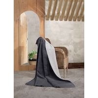 Lüks Peluş Battaniye Tek Kişilik Koyugri-açıkgri 160x220 Cm Lüks Peluş Battaniye Tek Kişilik Koyugri-açıkgri 160x220 Cm