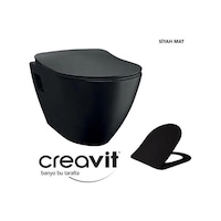Creavit Terra Mat Siyah Asma Klozet + Yavaş Kapanır Kapak Creavit Terra Mat Siyah Asma Klozet + Yavaş Kapanır Kapak