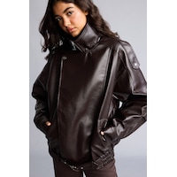 Defacto Relaxed Fit Dik Yaka Fermuarlı Suni Deri Mont H8565ax26wnbn338 Kahve-bn338 Defacto Relaxed Fit Dik Yaka Fermuarlı Suni Deri Mont H8565ax26wnbn338 Kahve-bn338