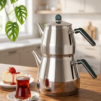Porsima 1027-2 Prizma Bakalit Metal Kulp Mega Boy Paslanmaz Çelik Çaydanlık Takımı Yeşil - 2,20-4 Lt Porsima 1027-2 Prizma Bakalit Metal Kulp Mega Boy Paslanmaz Çelik Çaydanlık Takımı Yeşil - 2,20-4 Lt