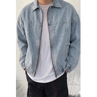 Tarz Cool Erkek Oversize Bomber Ceket Fermuarlı Basic Günlük Şık Mont Buz Mavi Tarz Cool Erkek Oversize Bomber Ceket Fermuarlı Basic Günlük Şık Mont Buz Mavi