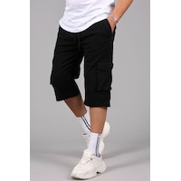 Madmext Siyah Gabardin Kargo Cep Erkek Kapri Şort 5754 Madmext Siyah Gabardin Kargo Cep Erkek Kapri Şort 5754