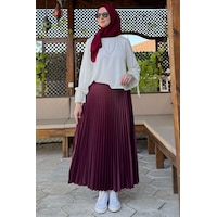 Rabia Şamlı Eliz Bordo Plise Etek Normal Rabia Şamlı Eliz Bordo Plise Etek Normal