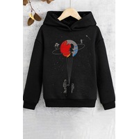 Uyguntarz Çocuk Evren Temalı Baskılı Sweatshirt Siyah Uyguntarz Çocuk Evren Temalı Baskılı Sweatshirt Siyah