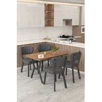 Gnr 70x110cm Sabit Atlantik Mutfak Masası Takımı, Yemek Masası, 4 Modern Antrasit Sandalye Antrasit Gnr 70x110cm Sabit Atlantik Mutfak Masası Takımı, Yemek Masası, 4 Modern Antrasit Sandalye Antrasit