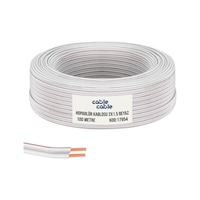 Kablo Kablo Hoparlör Kablosu Kordon 2X1.5 Beyaz 100Mt - Kablo Kablo Hoparlör Kablosu Kordon 2X1.5 Beyaz 100Mt -